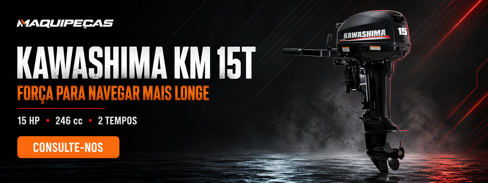 Banner do motor de popa Kawashima KM 15T